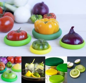 4pk Fleksible universale silikon oppbevaringslokk til grønnsaker, frukt, flasker, bokser mm.