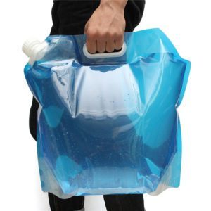 Stor sammenleggbar vannpose/vannbeholder med håndtak og skrukork, 5l, 10l