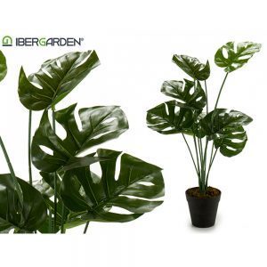 Kunstig plante med store grønne blader, 60cm